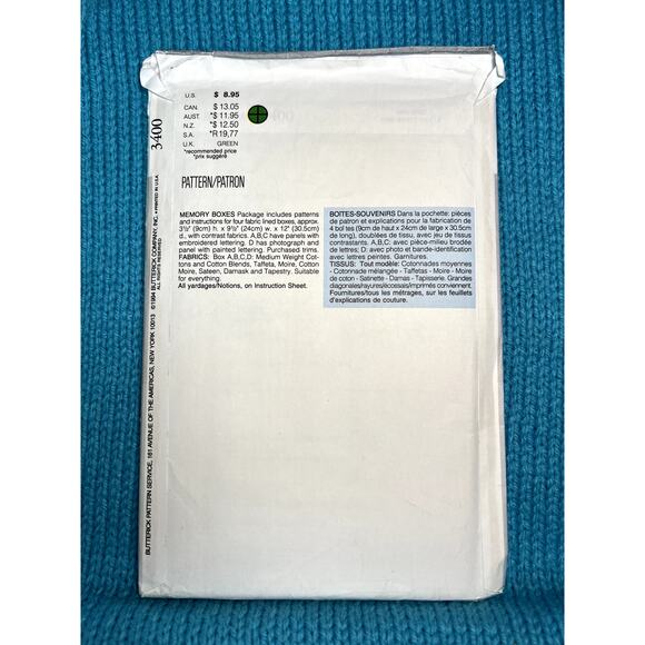 Butterick Sewing pattern 3400 decorative memory box 1980s - Picture 3 of 5